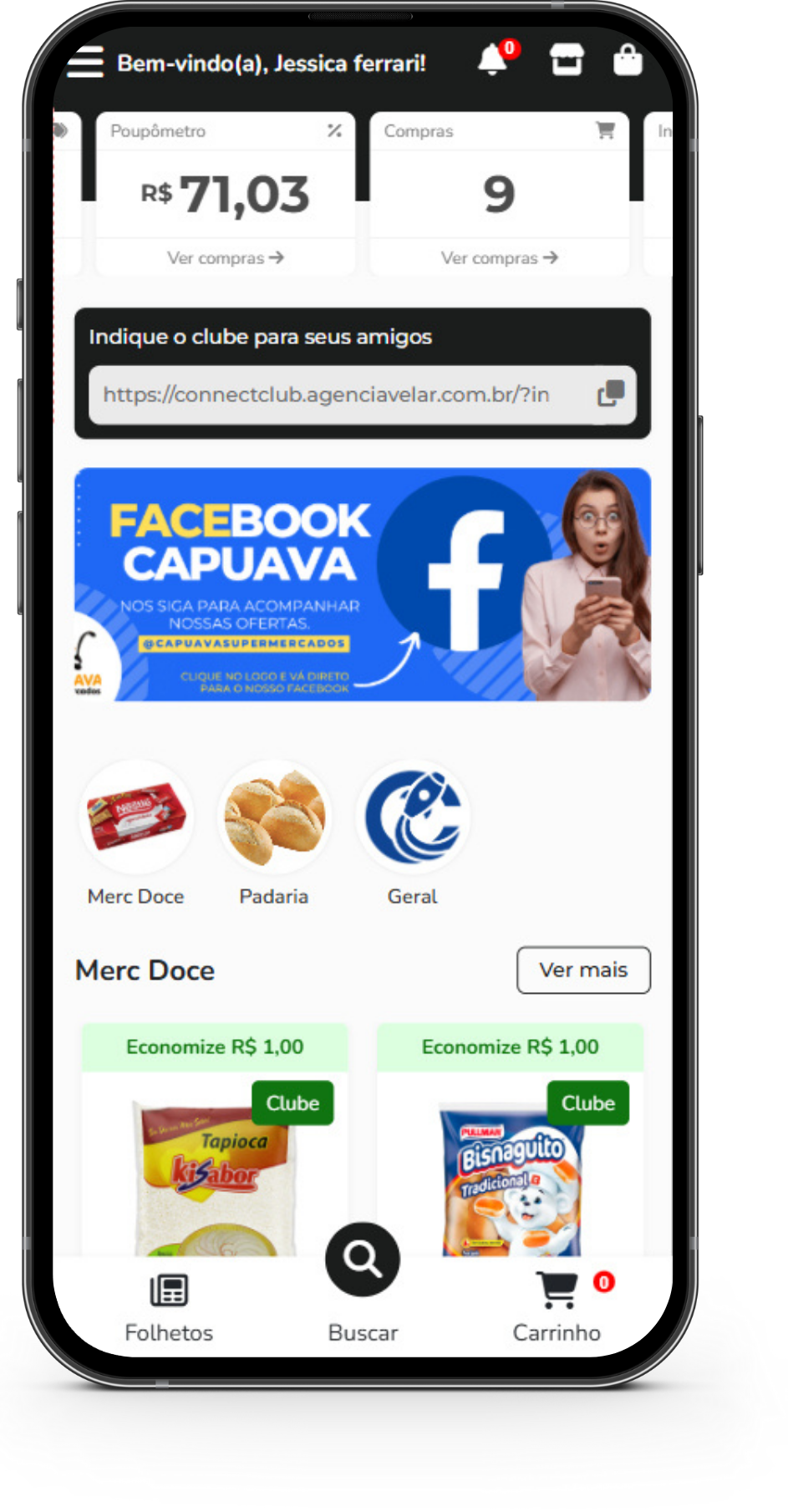 Mockup do painel administrativo Connect Club